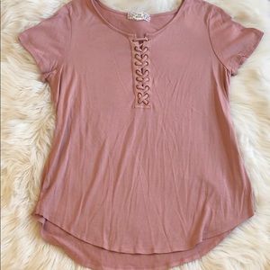 Mauve Lace Up Tee